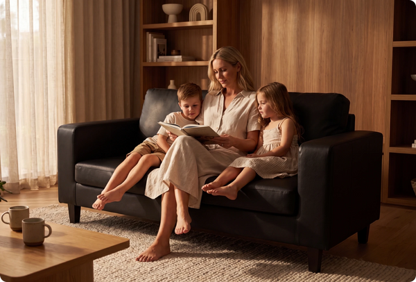 Nova Black Leather 2 Seater Sofa