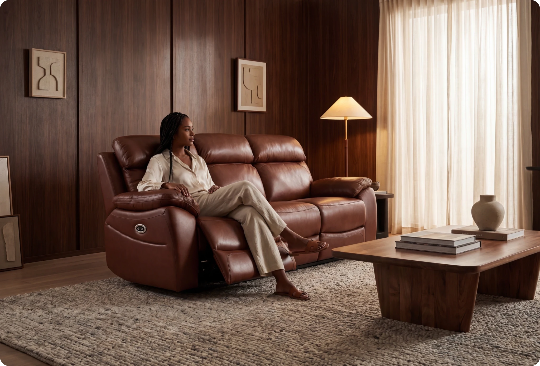 Torino Genuine Leather Tan Electric Power Recliner 3 Seater Sofa