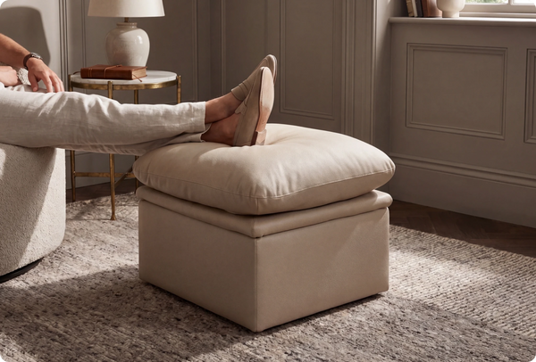 Florence Cream Leather Footstool