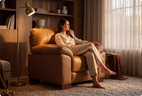 Dalmore Genuine Leather Caramel Armchair