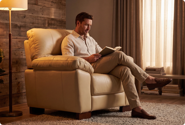 Dalmore Genuine Leather Cream Armchair