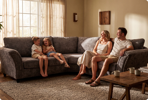 Cotswold Truffle Fabric High Back Corner Sofa