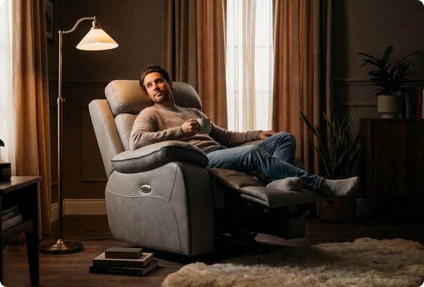 Foster Light Grey Fabric Electric Recliner Armchair