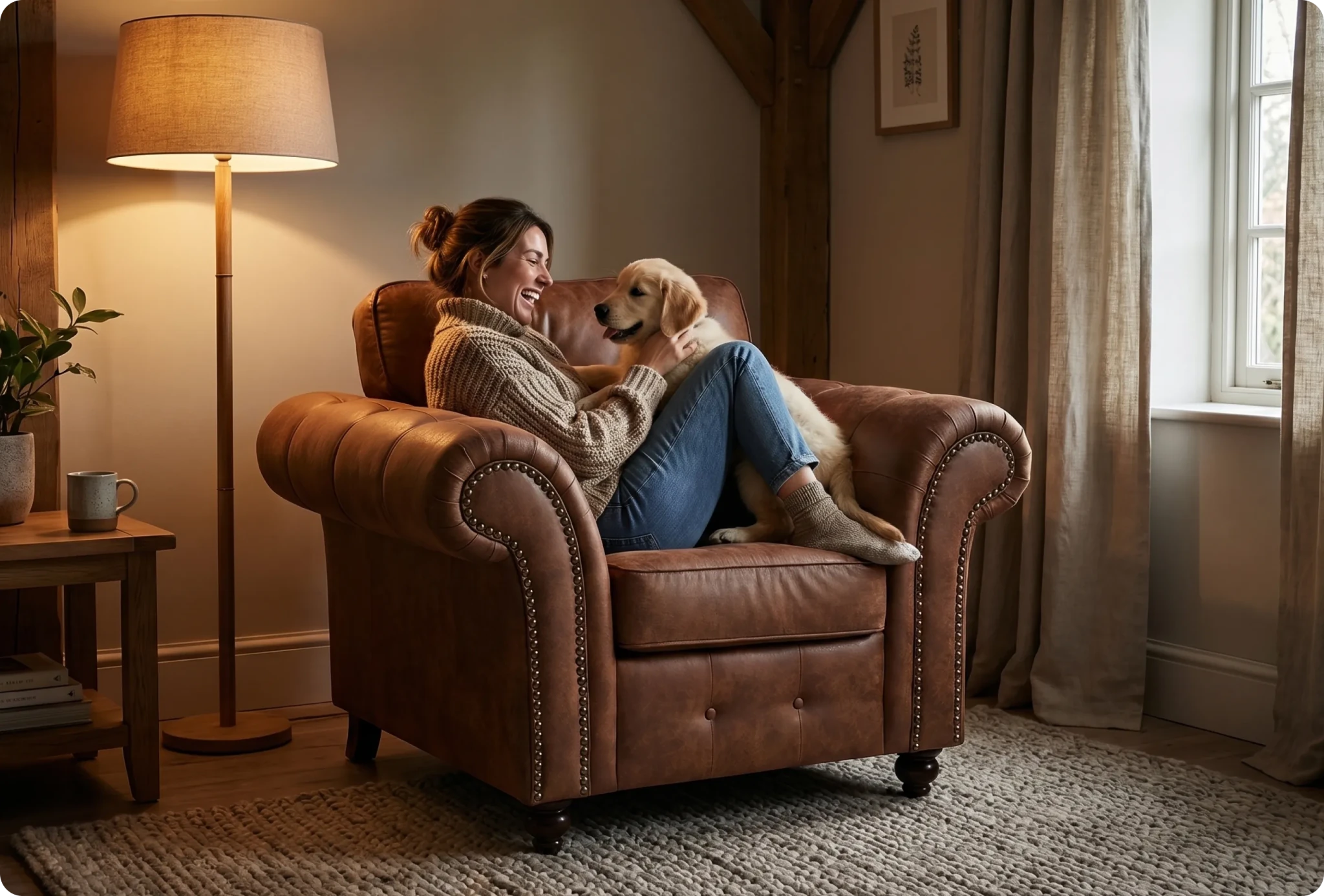 Savile Tan Suede Armchair