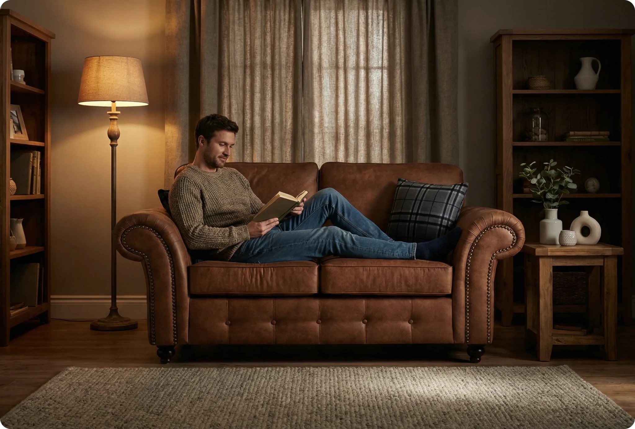 Savile Tan Suede 2 Seater Sofa