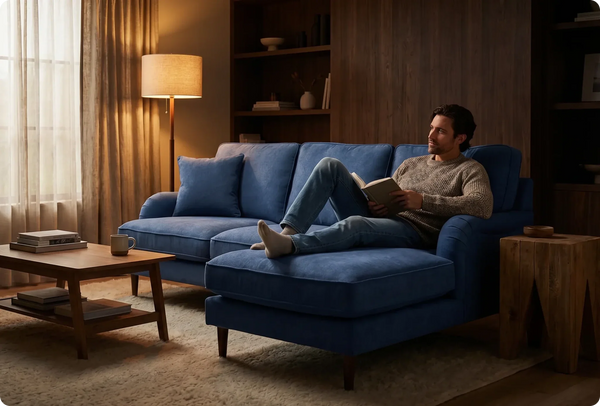 Durham Navy Fabric Right Hand Corner Sofa