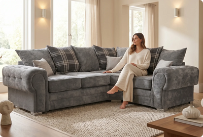 Florence Scatter Grey Fabric Right Corner Sofa