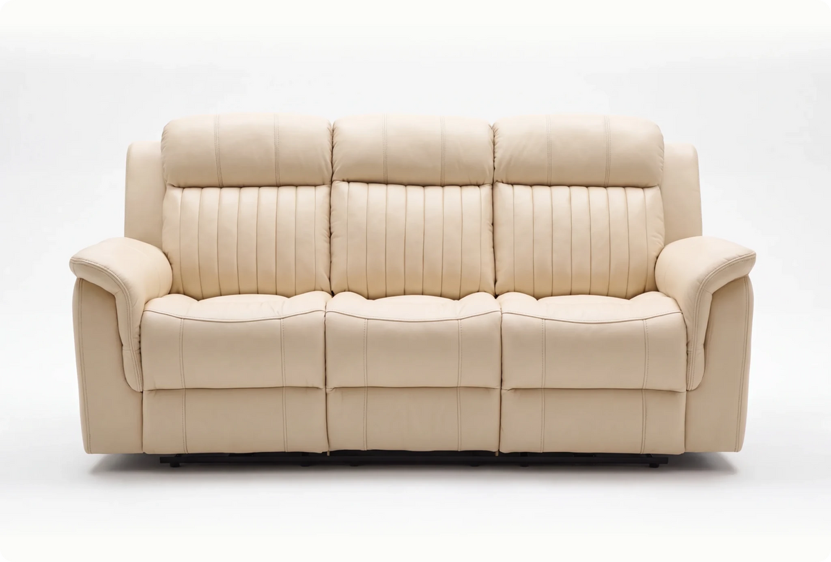 Martini Genuine Leather Cream Electric 3 Seater Sofa