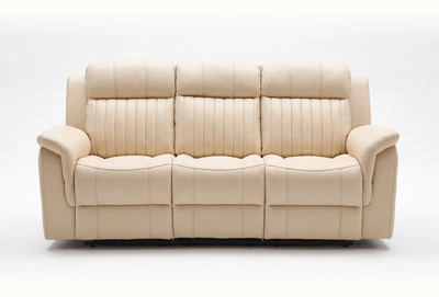 Martini Genuine Leather Cream Electric Recliner 3 Seater Sofa