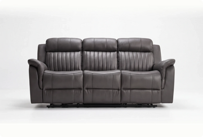 Martini Genuine Leather Grey Electric Recliner 3 Seater Sofa