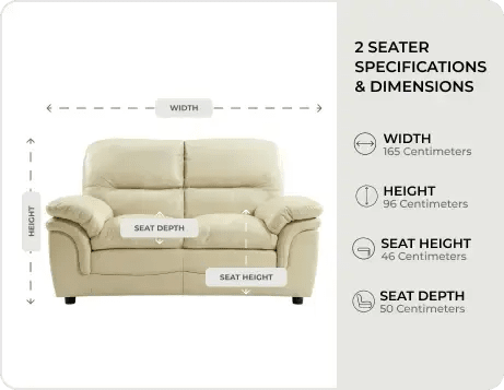 Florence Cream Leather 2 Seater Sofa