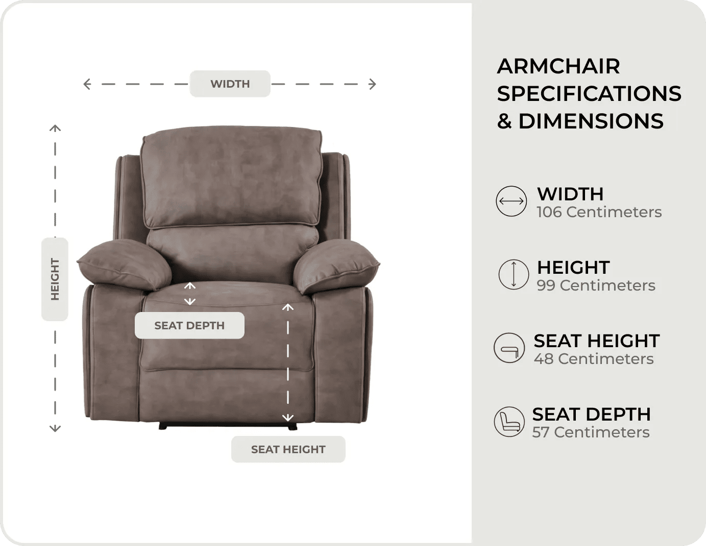 Chelsea Brown Suede Fabric Electric Recliner Armchair - Sofa-Direct