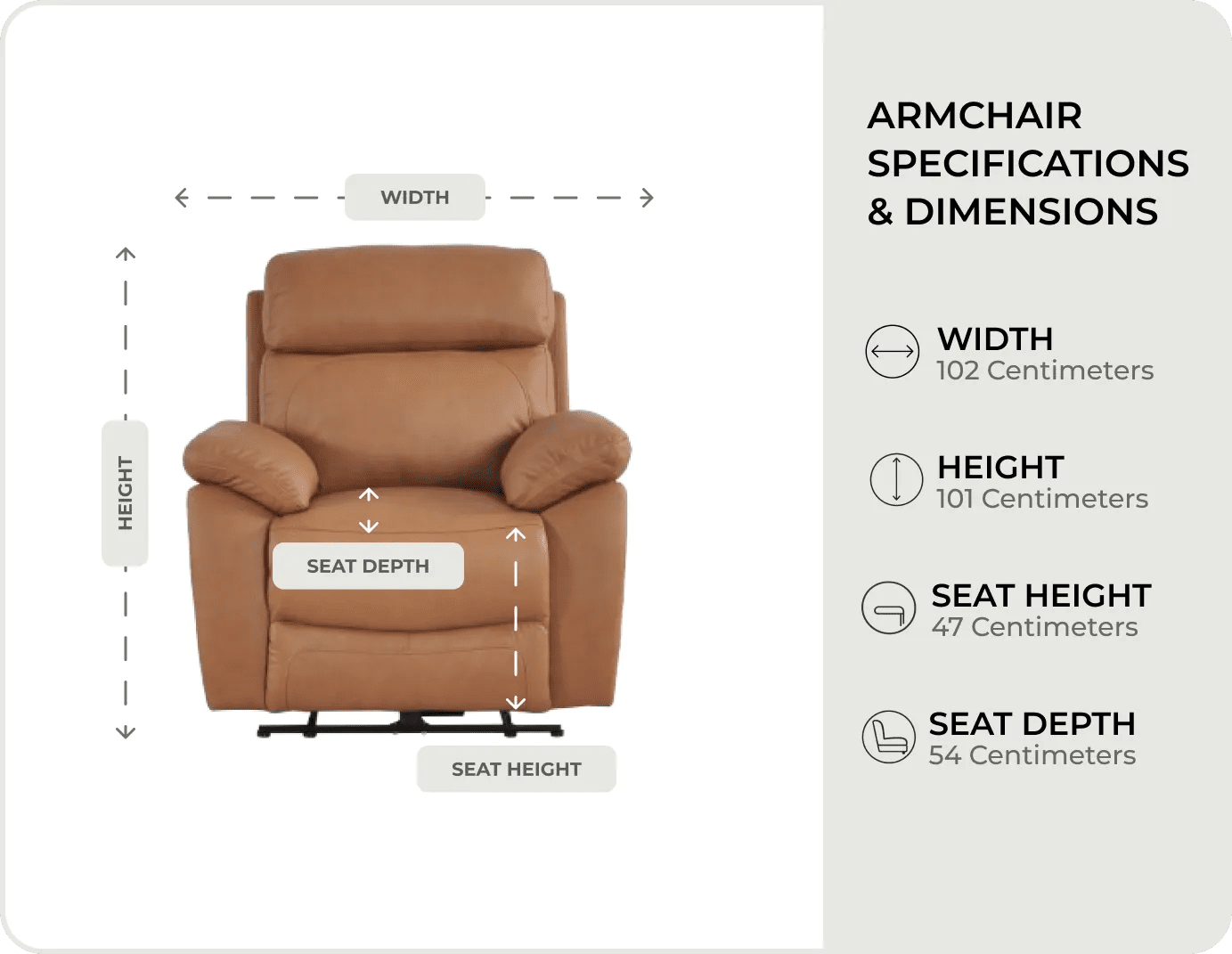 Torino Genuine Leather Caramel Electric Power Recliner Armchair