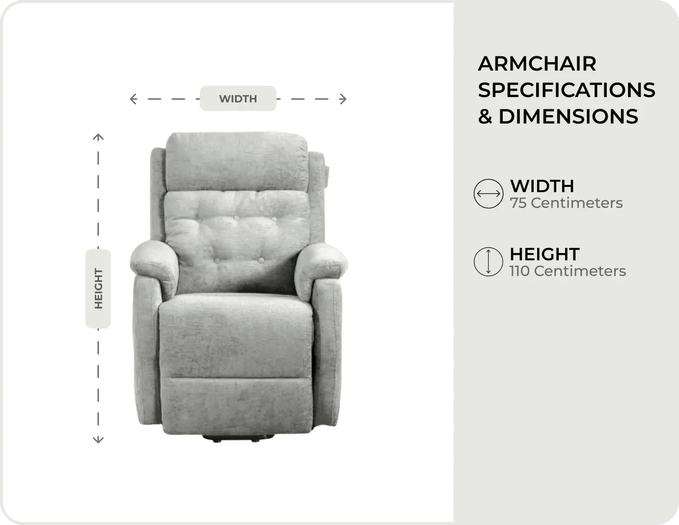 Oliver Light Grey Fabric Rise & Recline Mobility Chair