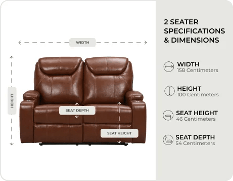 Cinemax Tan Electric 2 Seater Leather Recliner Sofa With Two Cup Holders