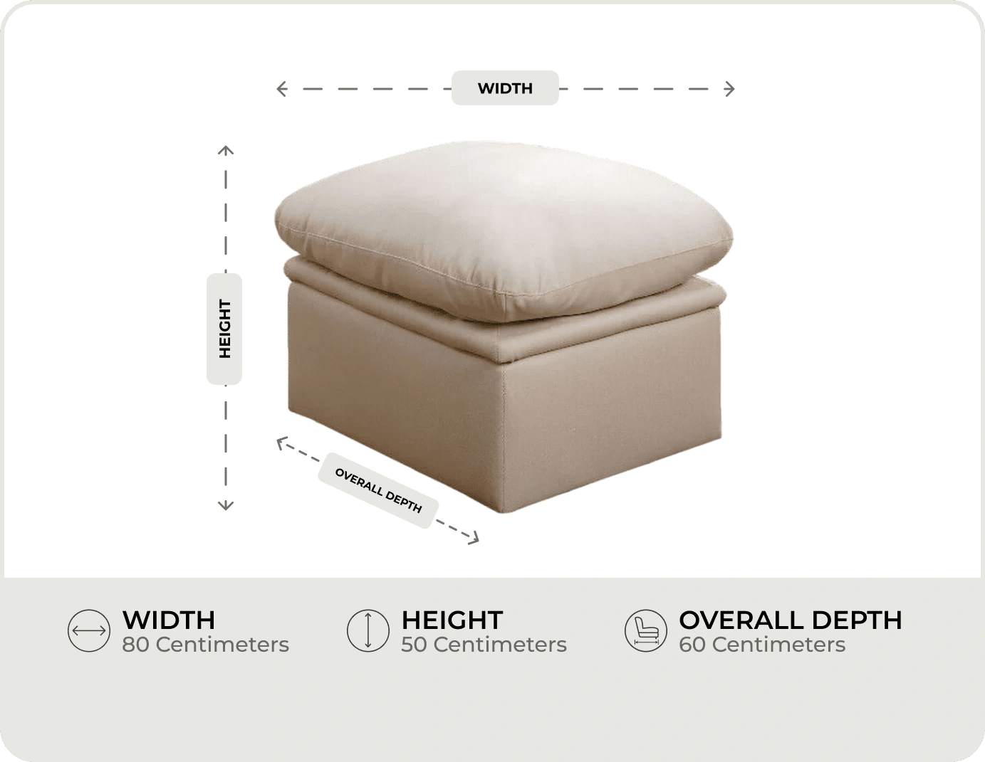 Florence Cream Leather Footstool measurement