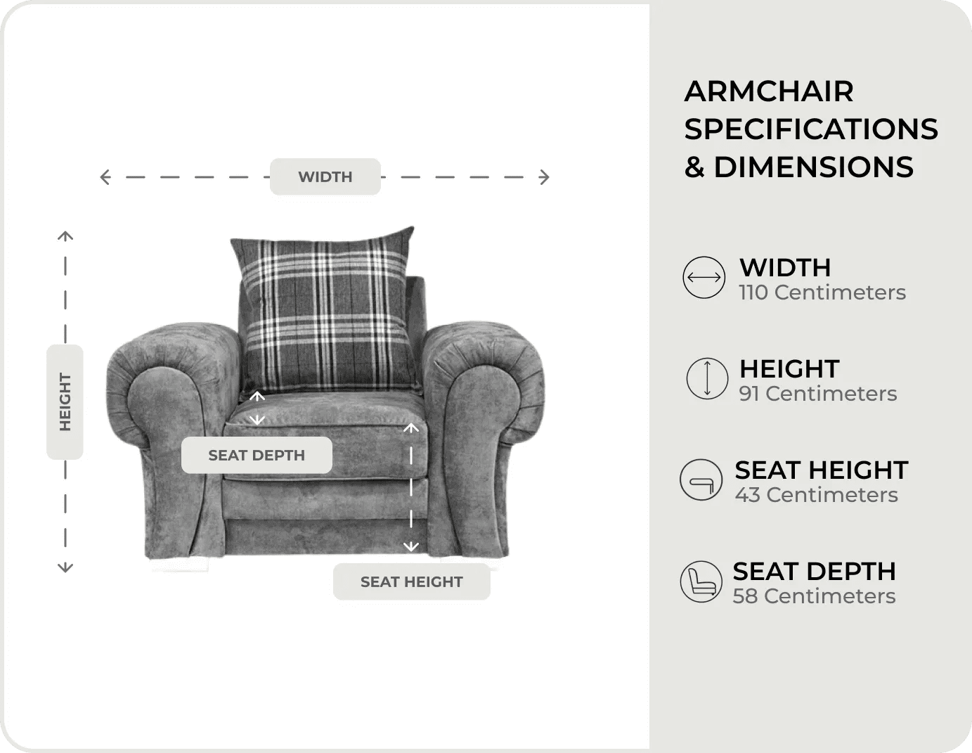 Florence Scatter Grey Fabric Armchair
