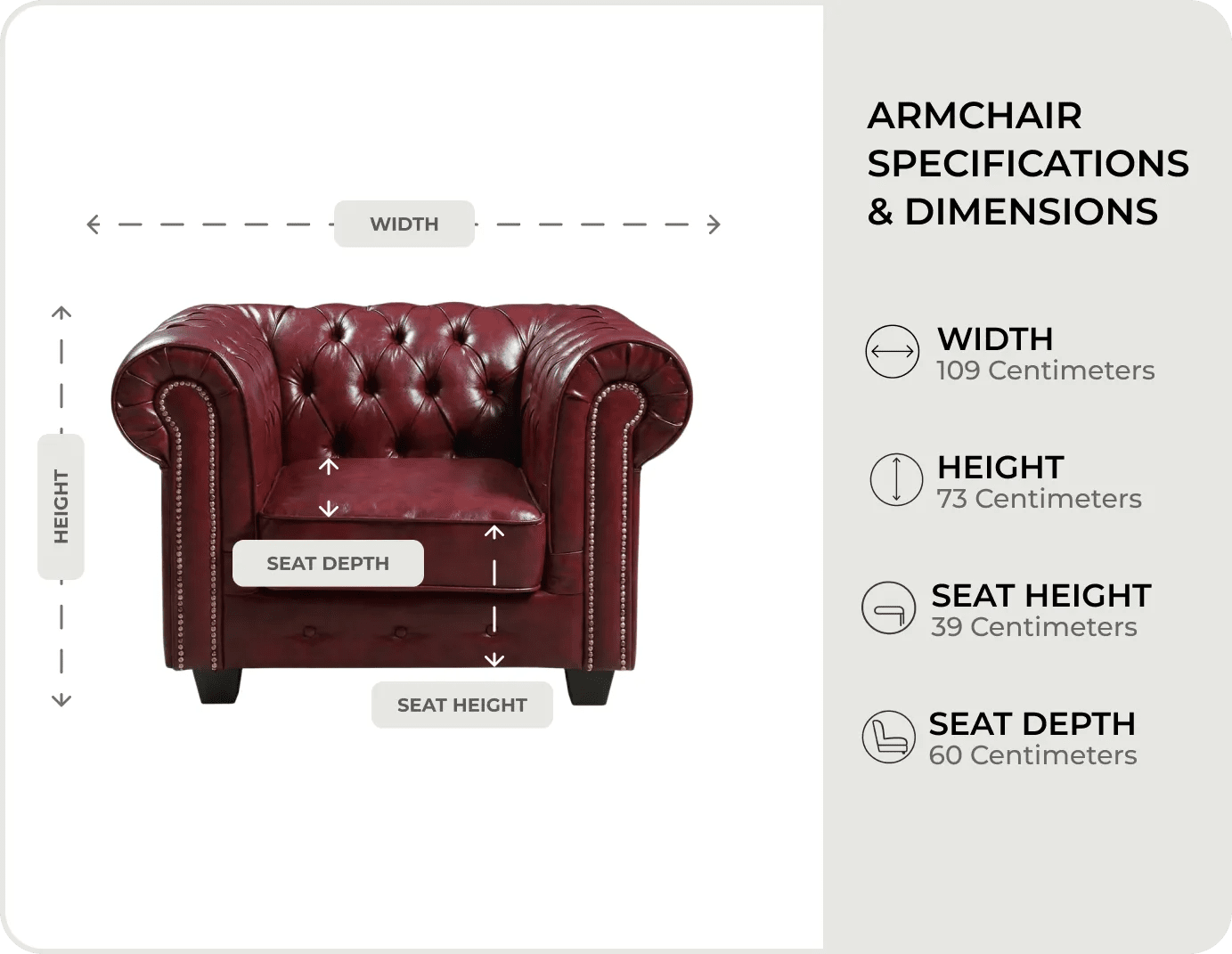 Chesterfield Red Leather Antique Armchair - Sofa-Direct