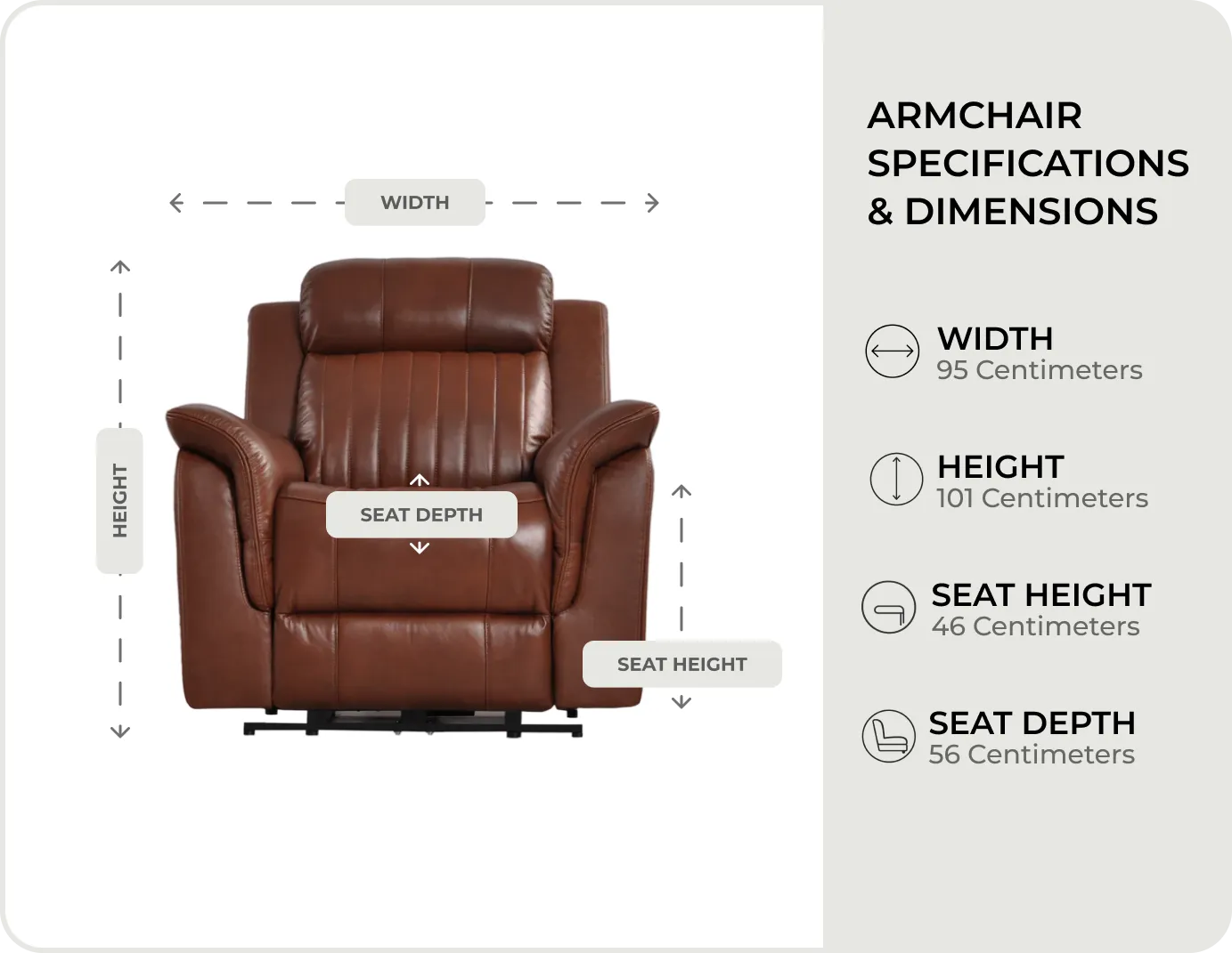 Martini Tan Leather Electric Recliner Armchair