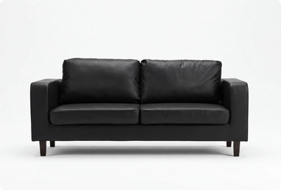 Nova Black Leather 3 Seater Sofa