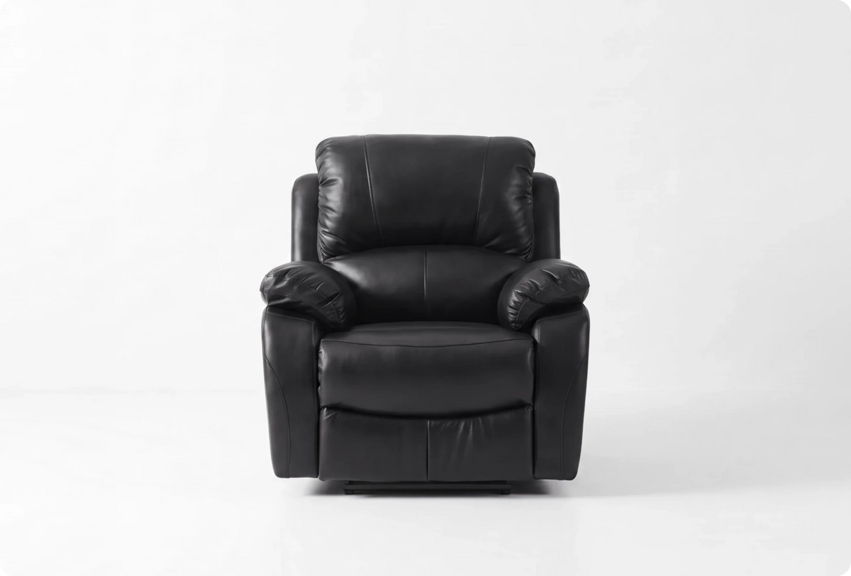 Serano Black Leather Manual Recliner Armchair