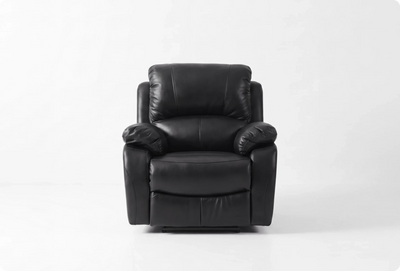 Serano Black Leather Manual Recliner Armchair