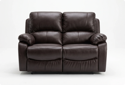 Serano Brown Leather Manual Recliner 2 Seater Sofa