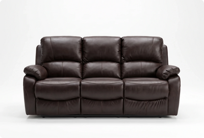 Serano Brown Leather Manual Recliner 3 Seater Sofa