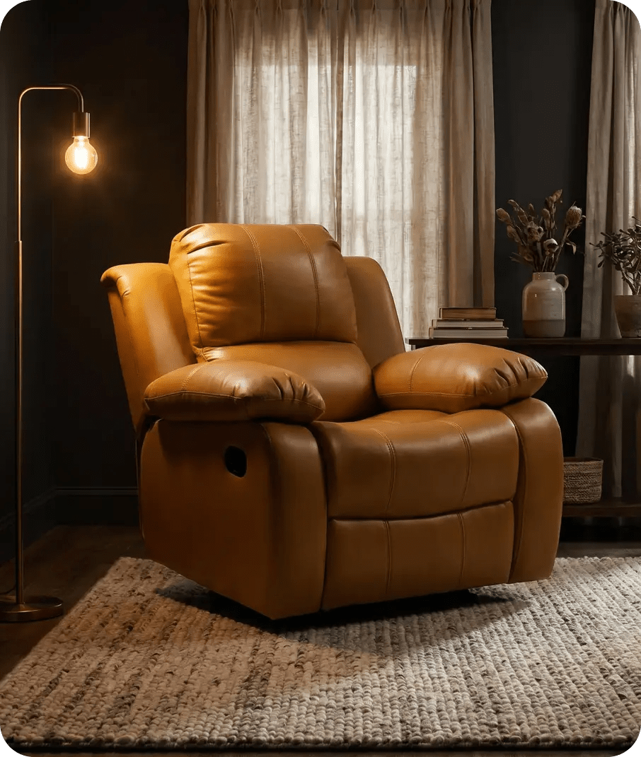 York Leather Mustard Manual Recliner Armchair