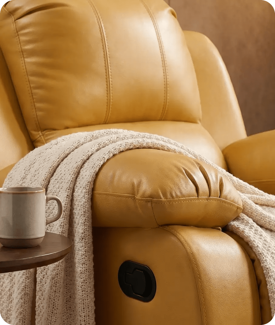 York Leather Mustard Manual Recliner Armchair