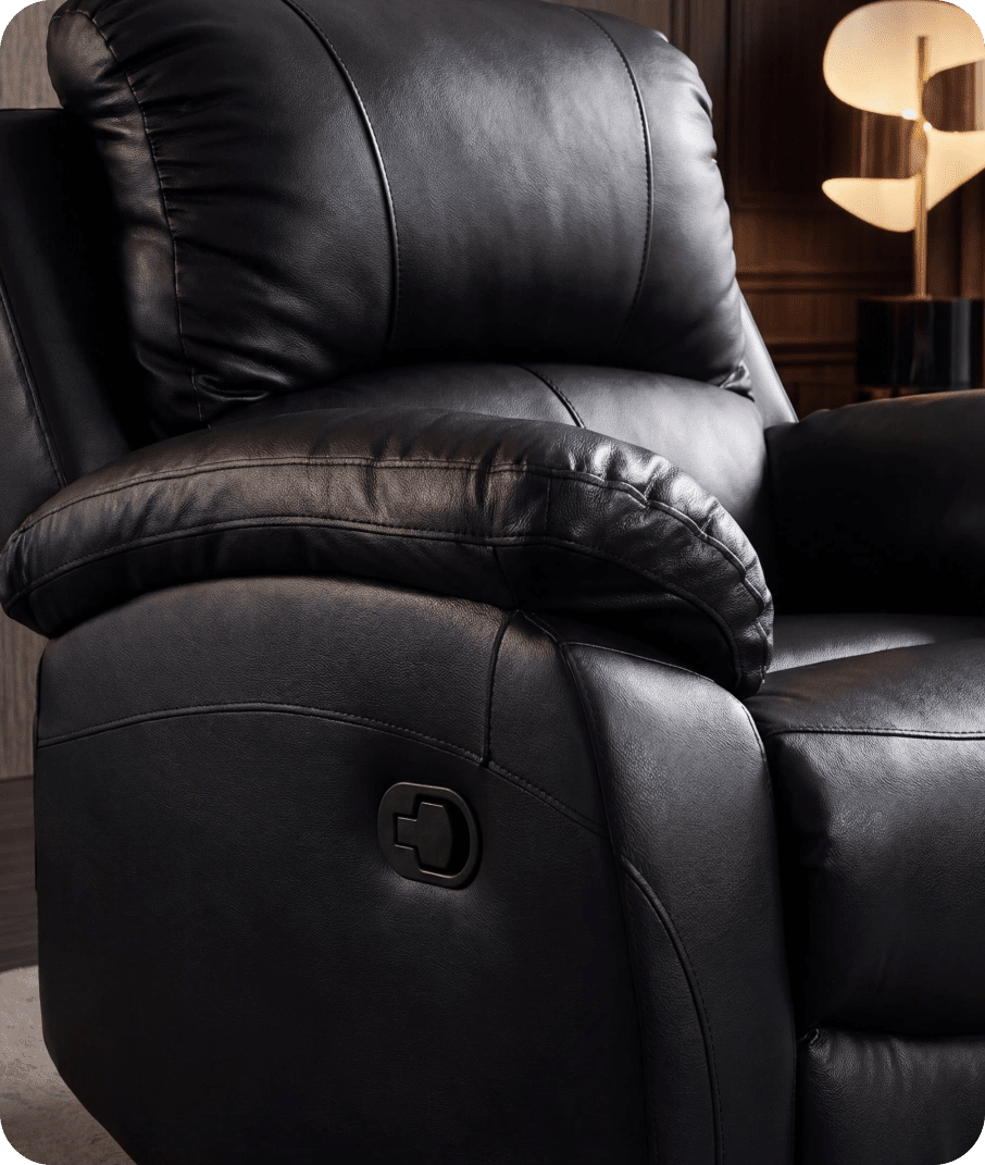 Serano Black Leather Manual Recliner Armchair