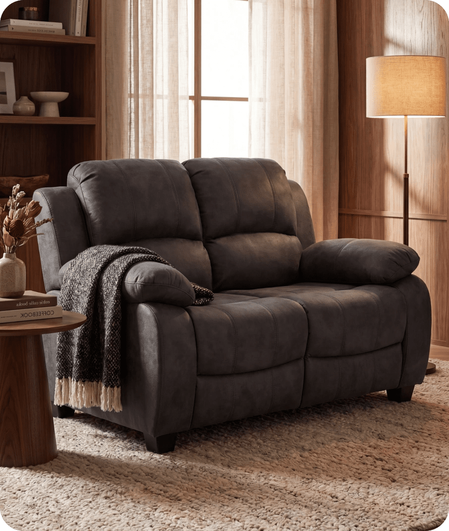 Veloura Charcoal Fabric 2 Seater Sofa