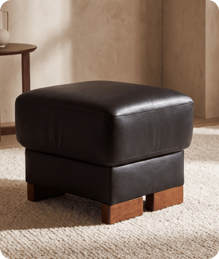 Dalmore Genuine Leather Black Footstool