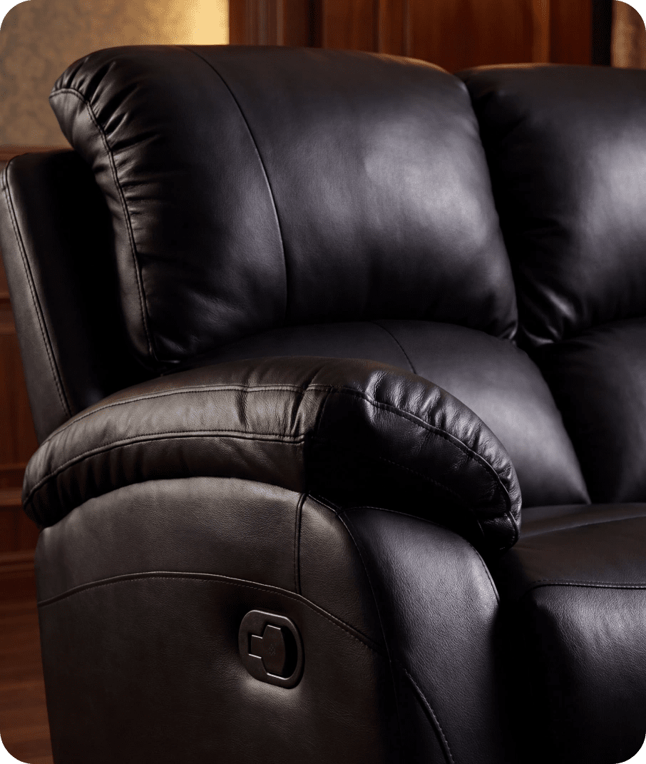 Serano Black Leather Manual Recliner 3 Seater Sofa