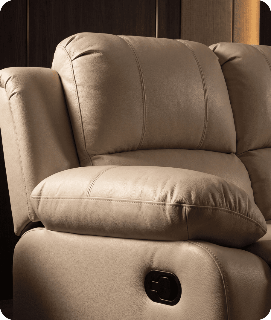 York Cream Leather 3 Seater Manual Recliner Sofa