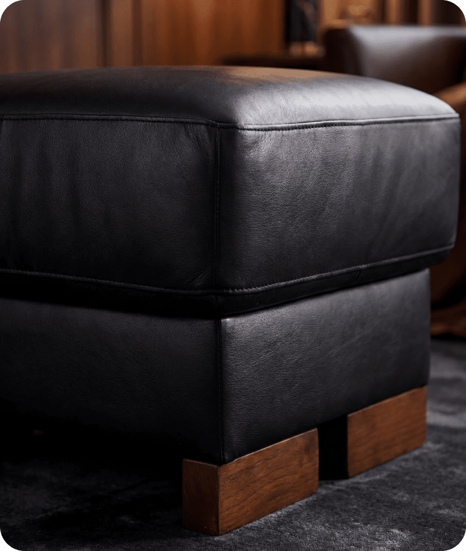 Dalmore Genuine Leather Black Footstool