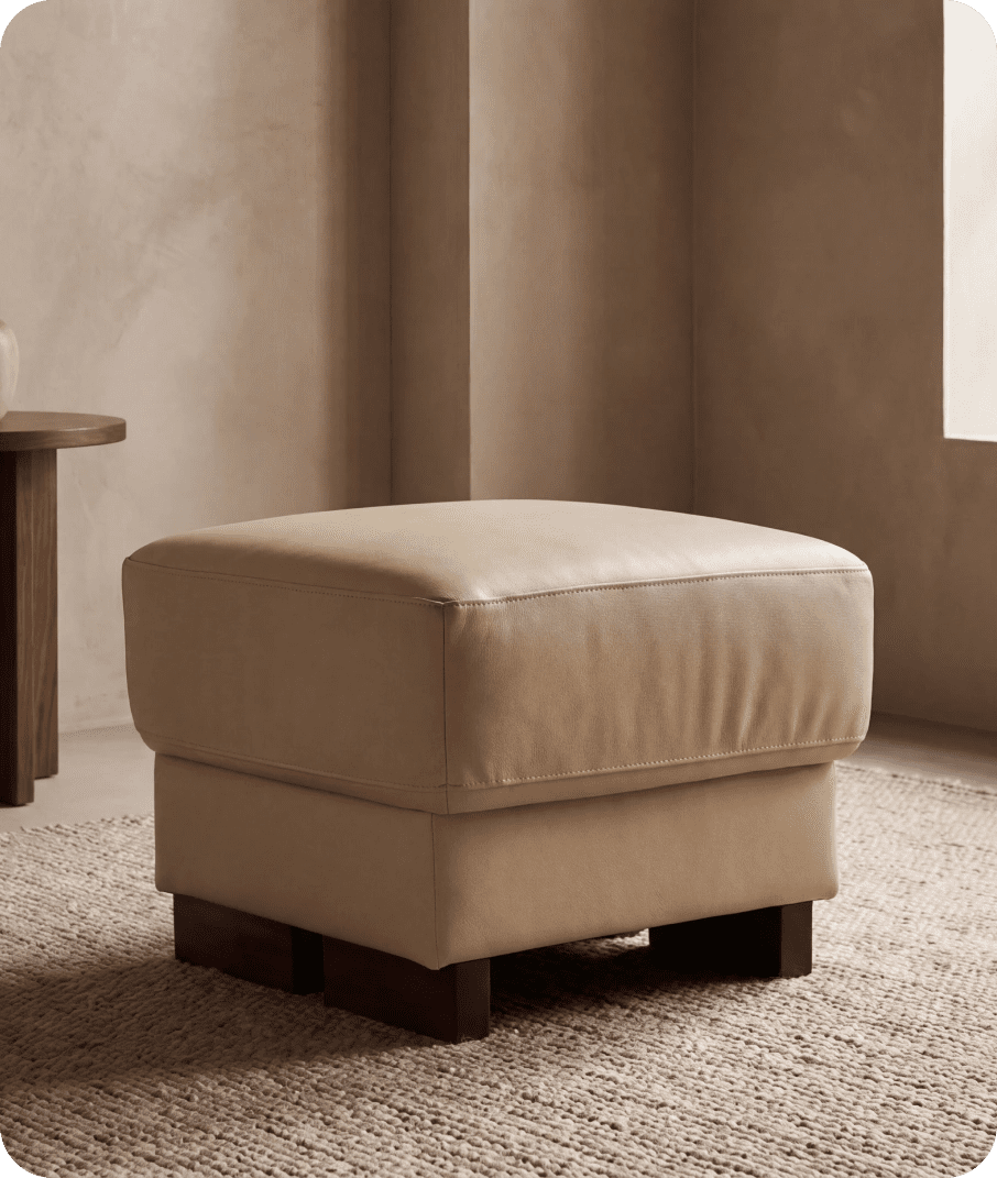 Dalmore Genuine Leather Cream Footstool