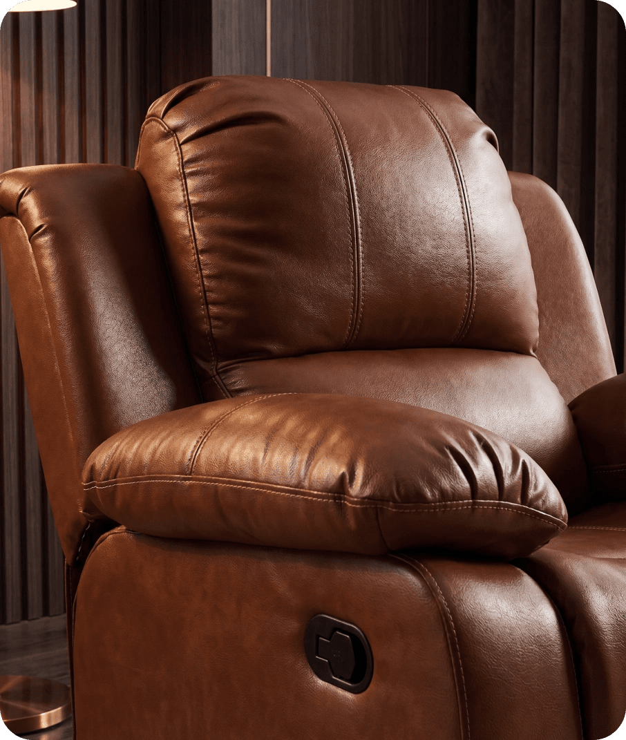 York Leather Tan Manual Recliner Armchair