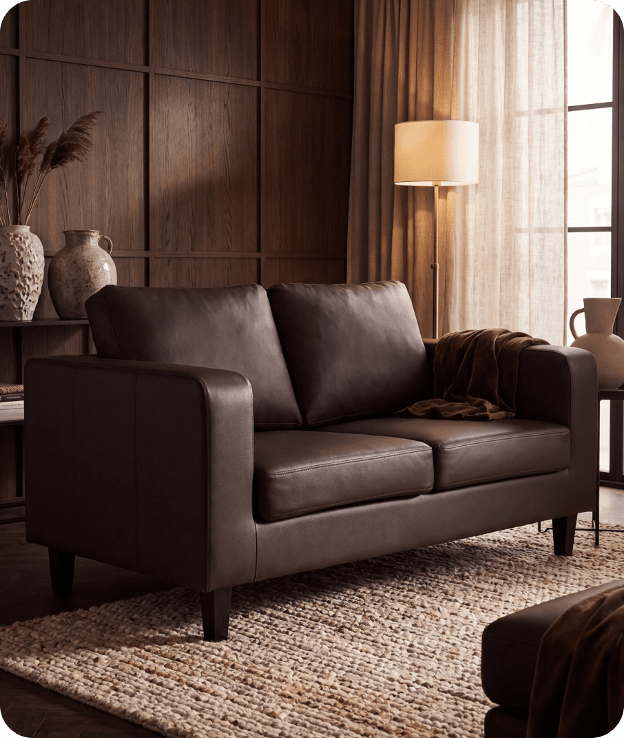 Nova Brown Leather 2 Seater Sofa