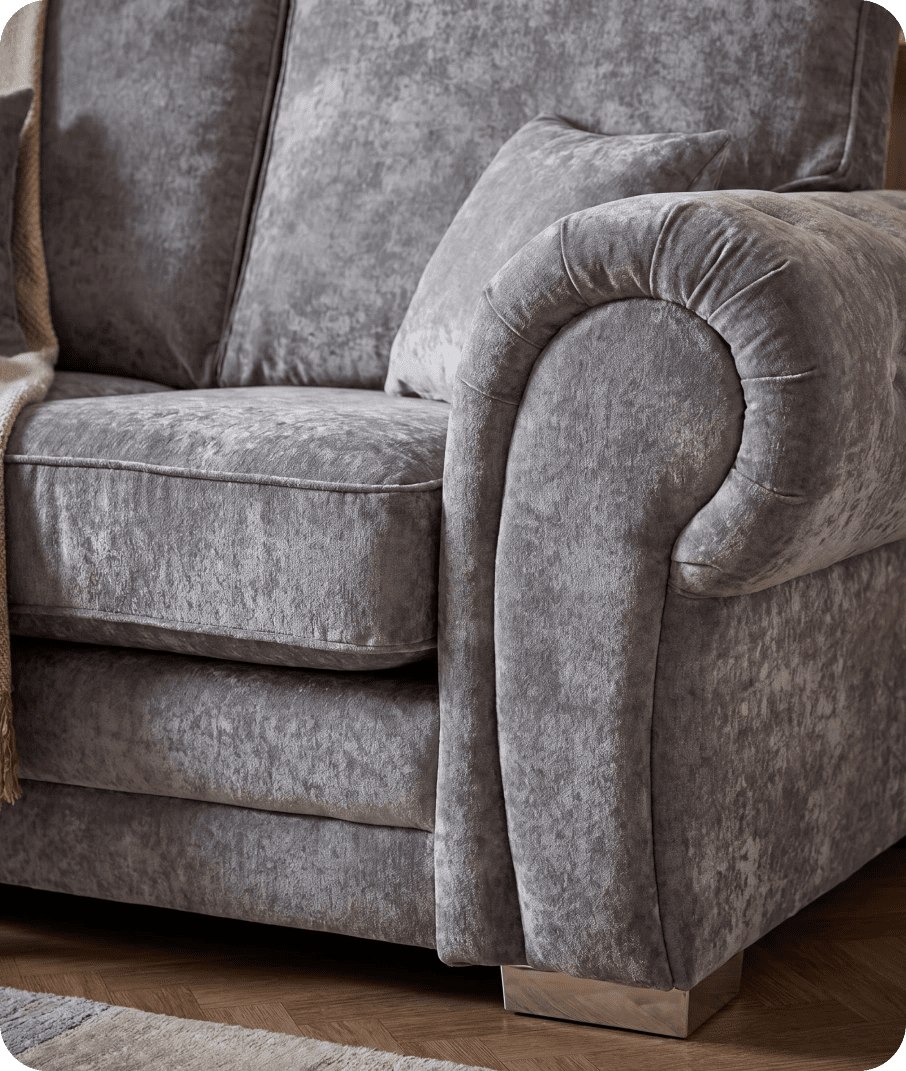 Florence High Back Grey Fabric 2 Seater Sofa
