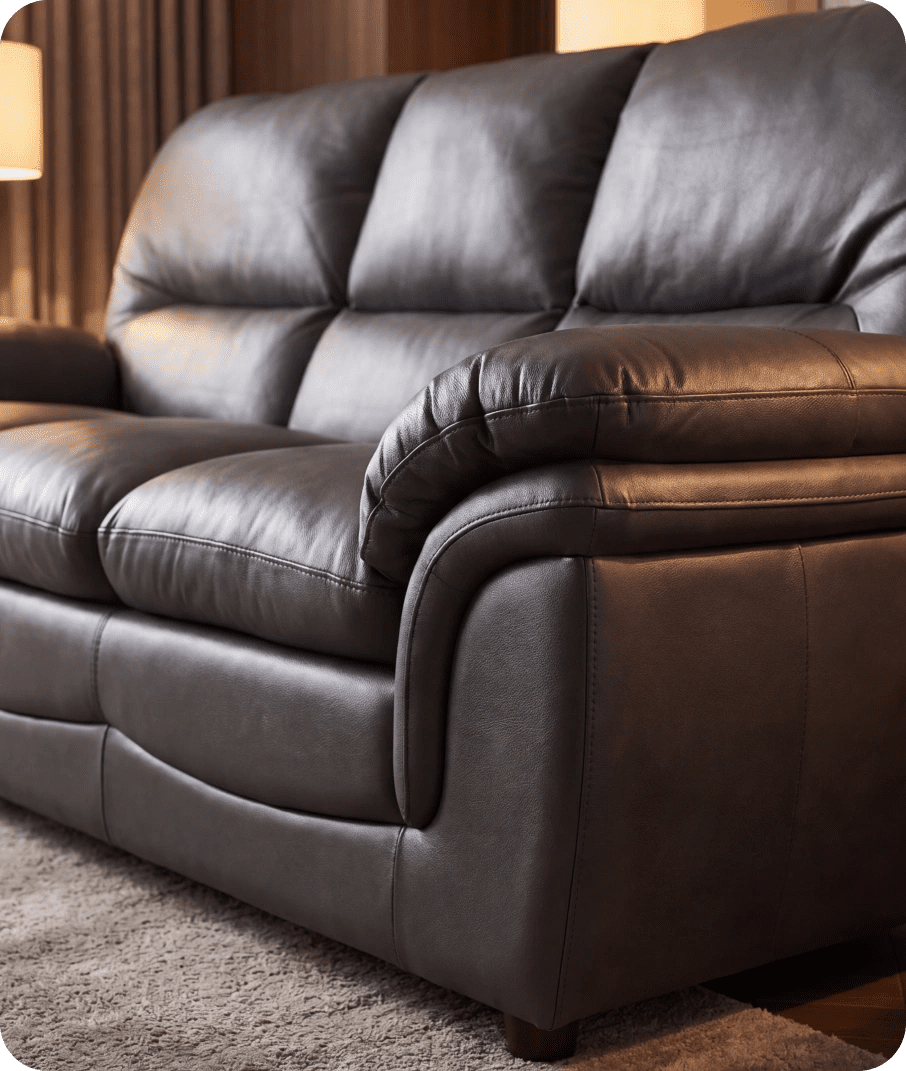 Florence Grey Leather 3 Seater Sofa