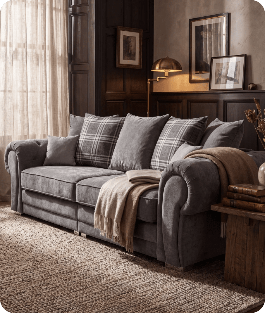 Florence Scatter Grey Fabric 4 Seater Sofa