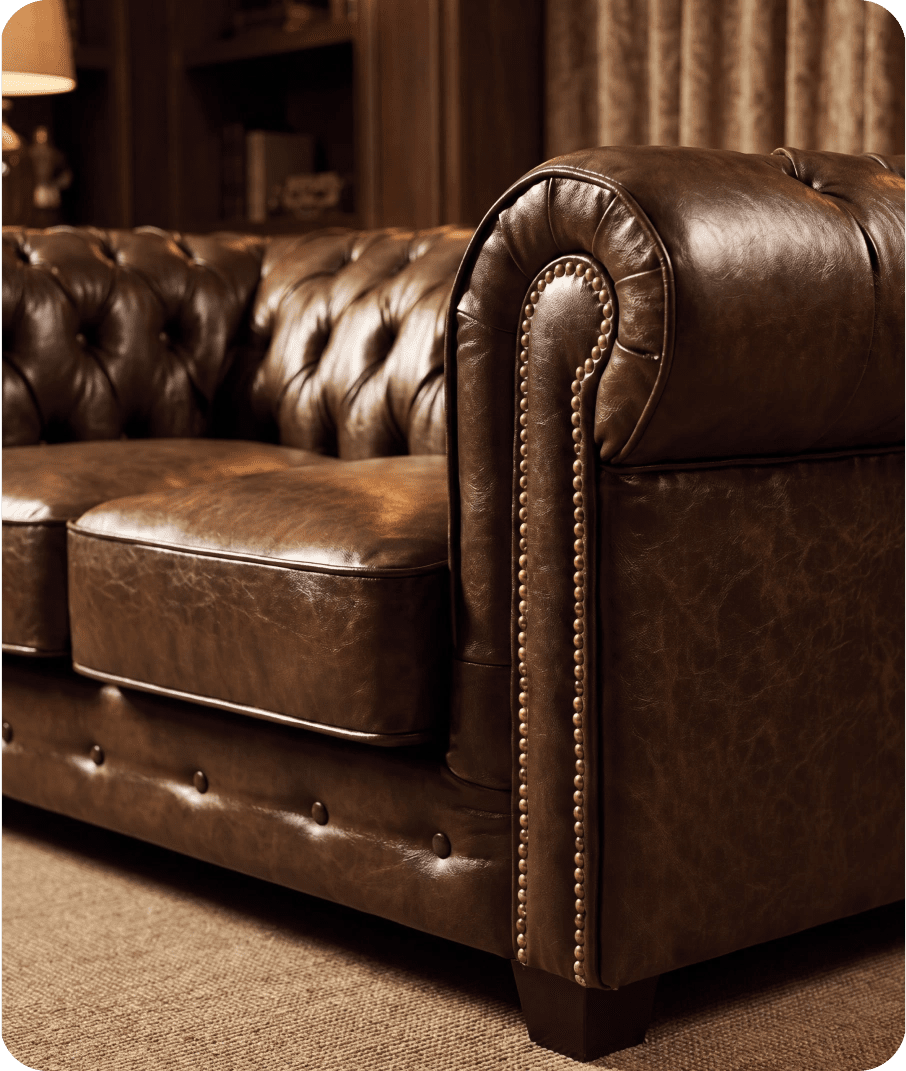 Chesterfield Brown Leather Antique 2 Seater Sofa