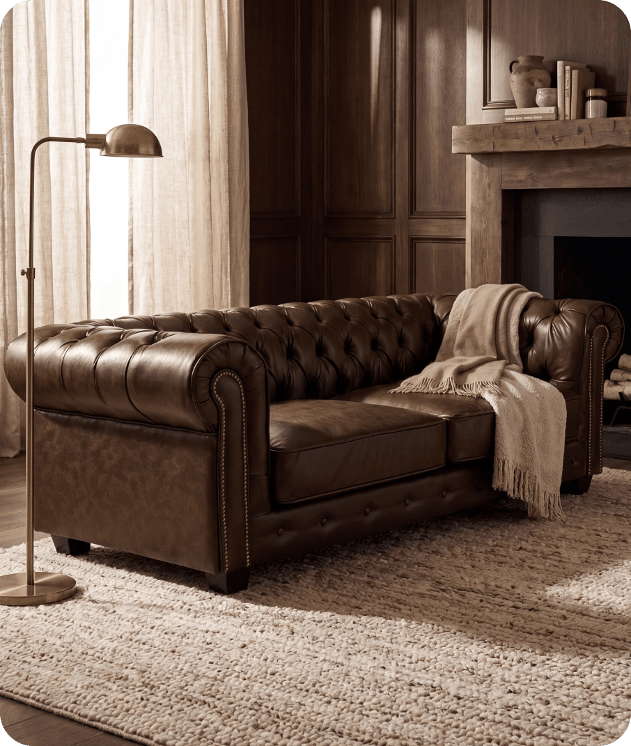 Chesterfield Brown Leather Antique 3 Seater Sofa