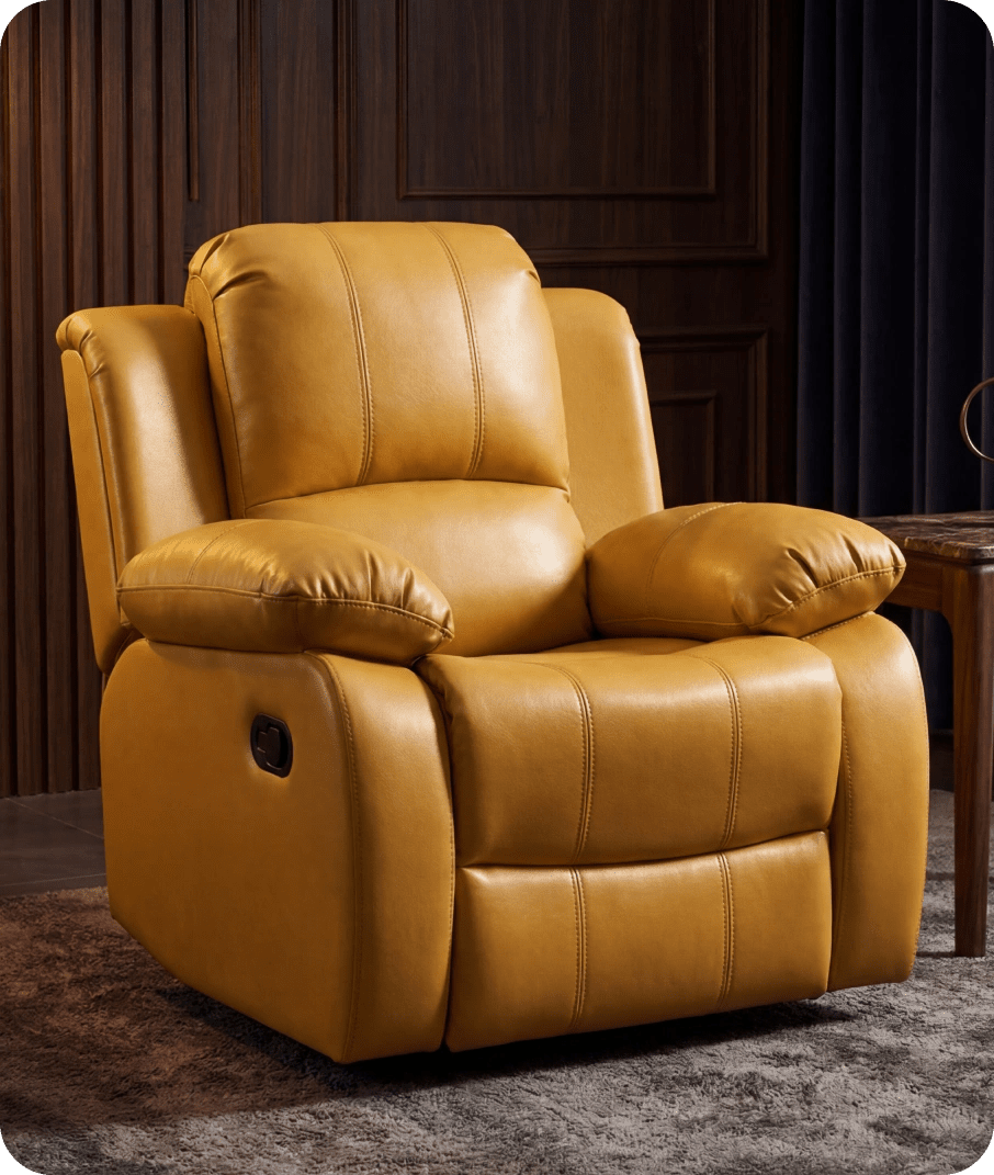 York Leather Mustard Manual Recliner Armchair