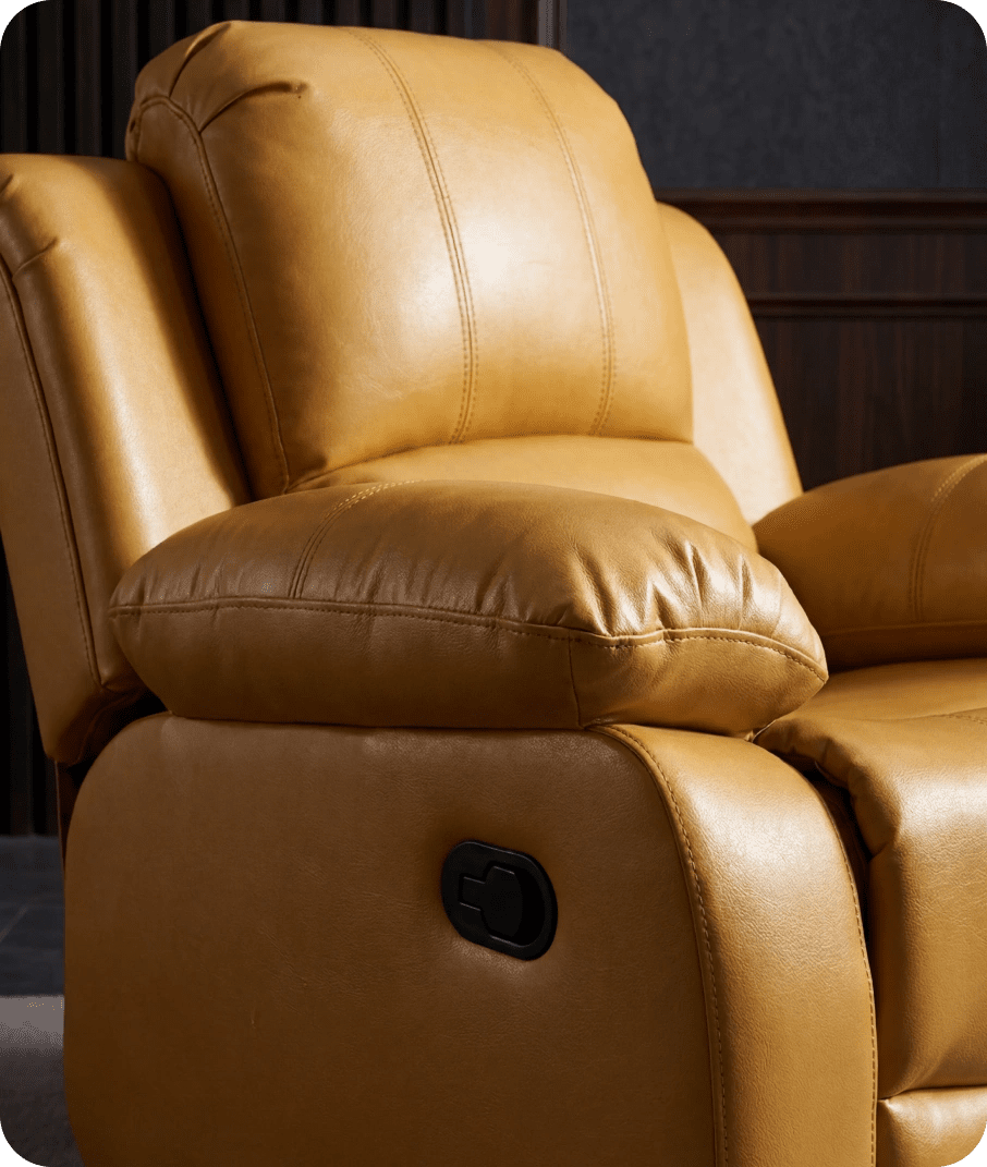 York Leather Mustard Manual Recliner Armchair