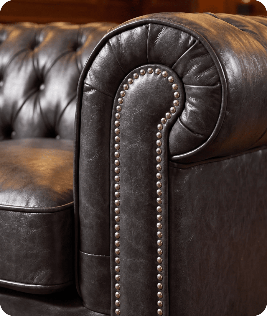 Chesterfield Grey Leather Antique Armchair