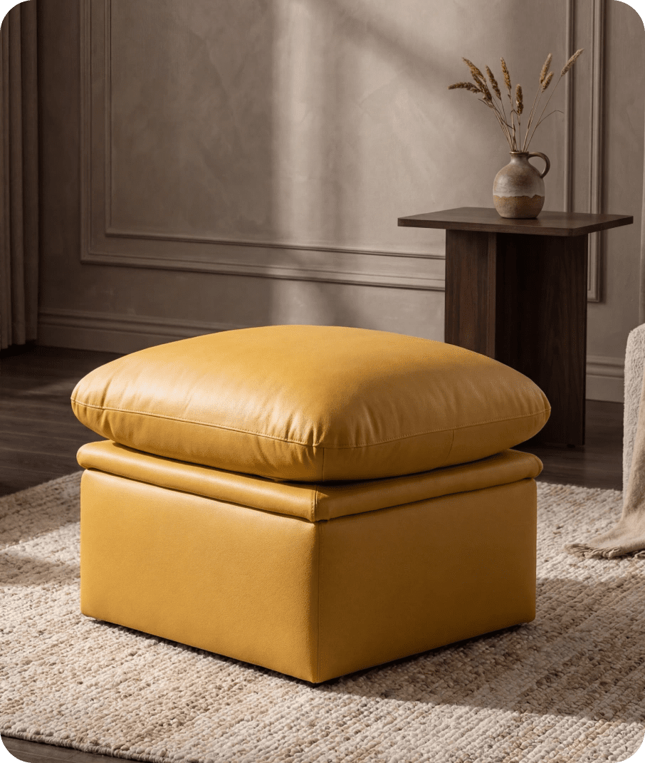 Florence Mustard Leather Footstool
