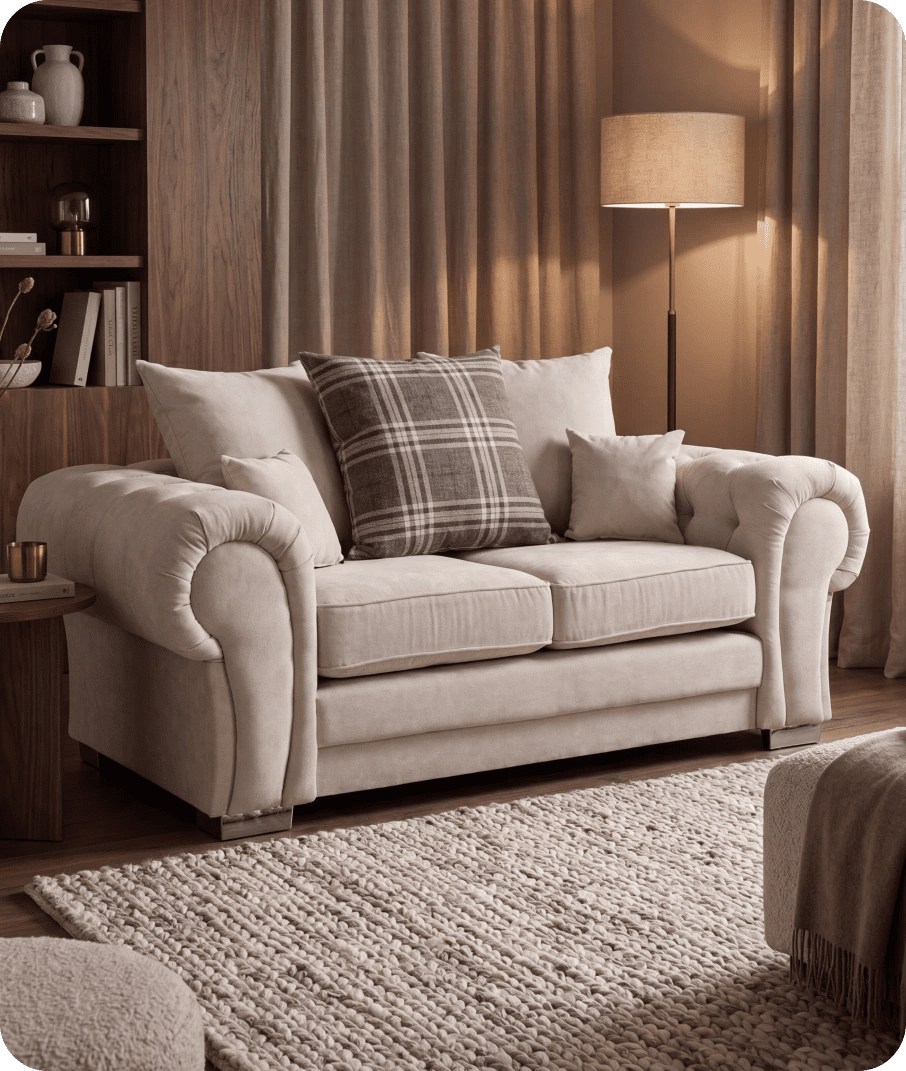 Florence Scatter Back Cream Fabric 2 Seater Sofa