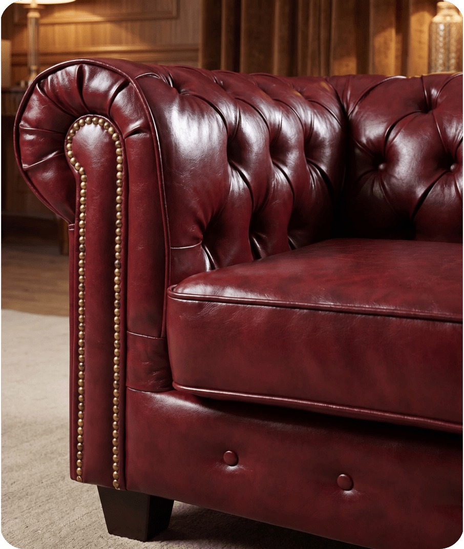 Chesterfield Red Leather Antique Armchair